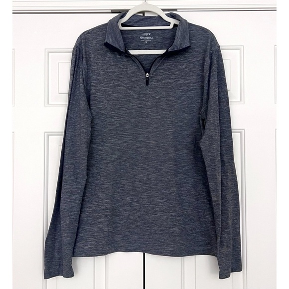 J. Crew Performance 1/4 Quarter Zip Pullover in Marled Navy Blue - Size M - Picture 1 of 4